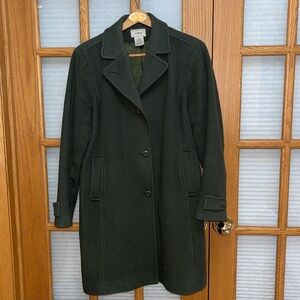 EUC LL Bean 18 Lambswool Green Coat